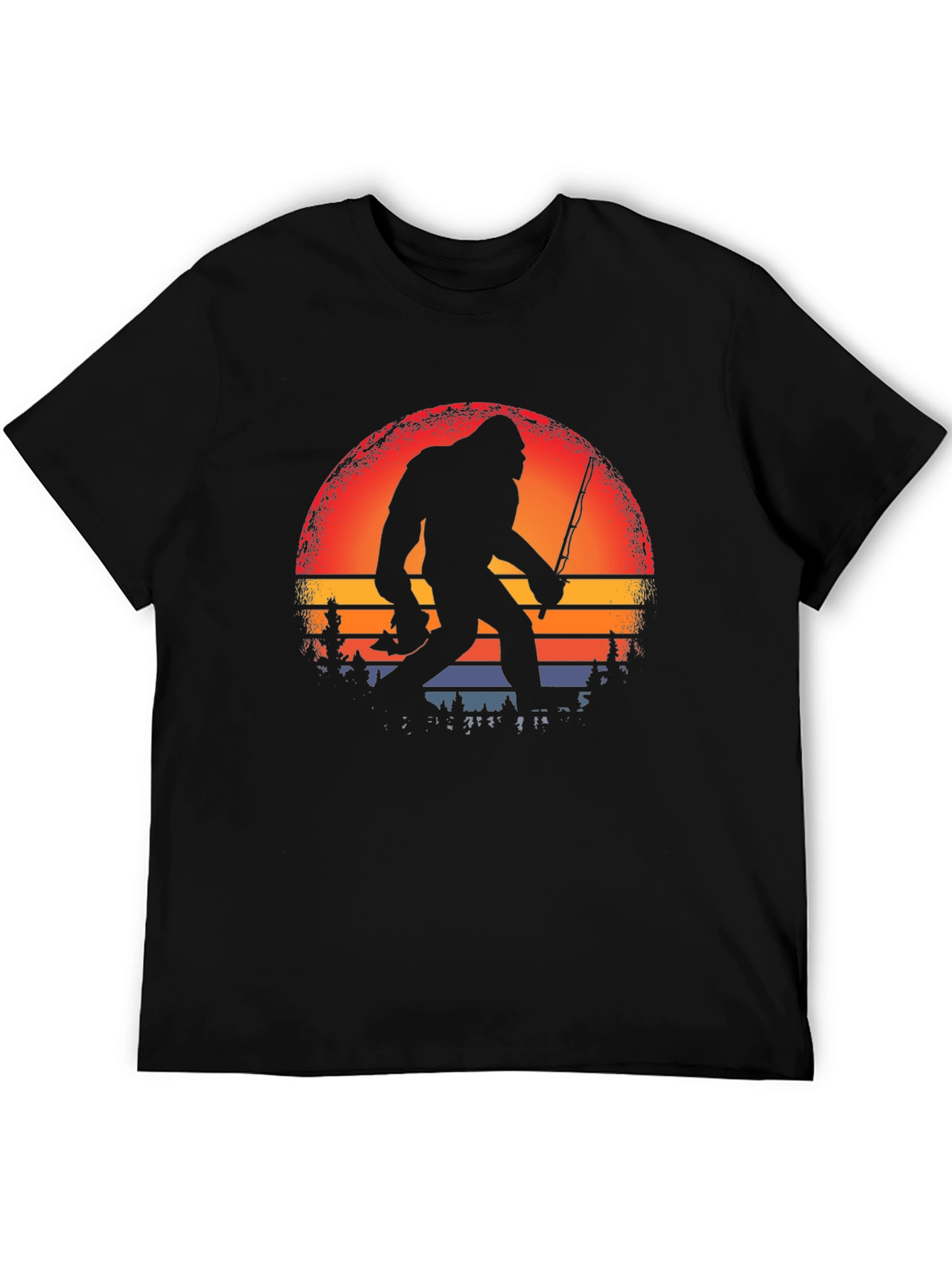 Bigfoot Fishing Sunset Graphic Tee