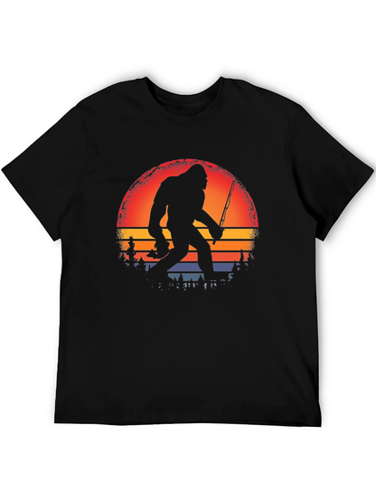 Bigfoot Fishing Sunset Graphic Tee