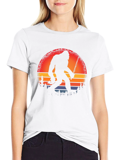 Bigfoot Fishing Sunset Graphic Tee