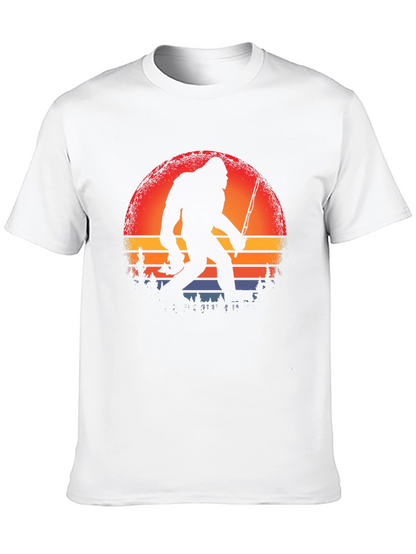 Bigfoot Fishing Sunset Graphic Tee