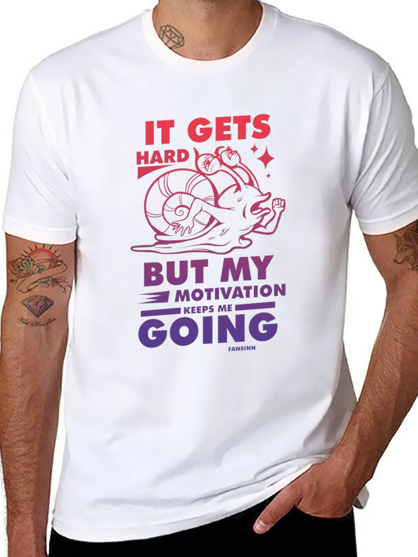Motivational Snail Graphic T-Shirt - It Gets Hard