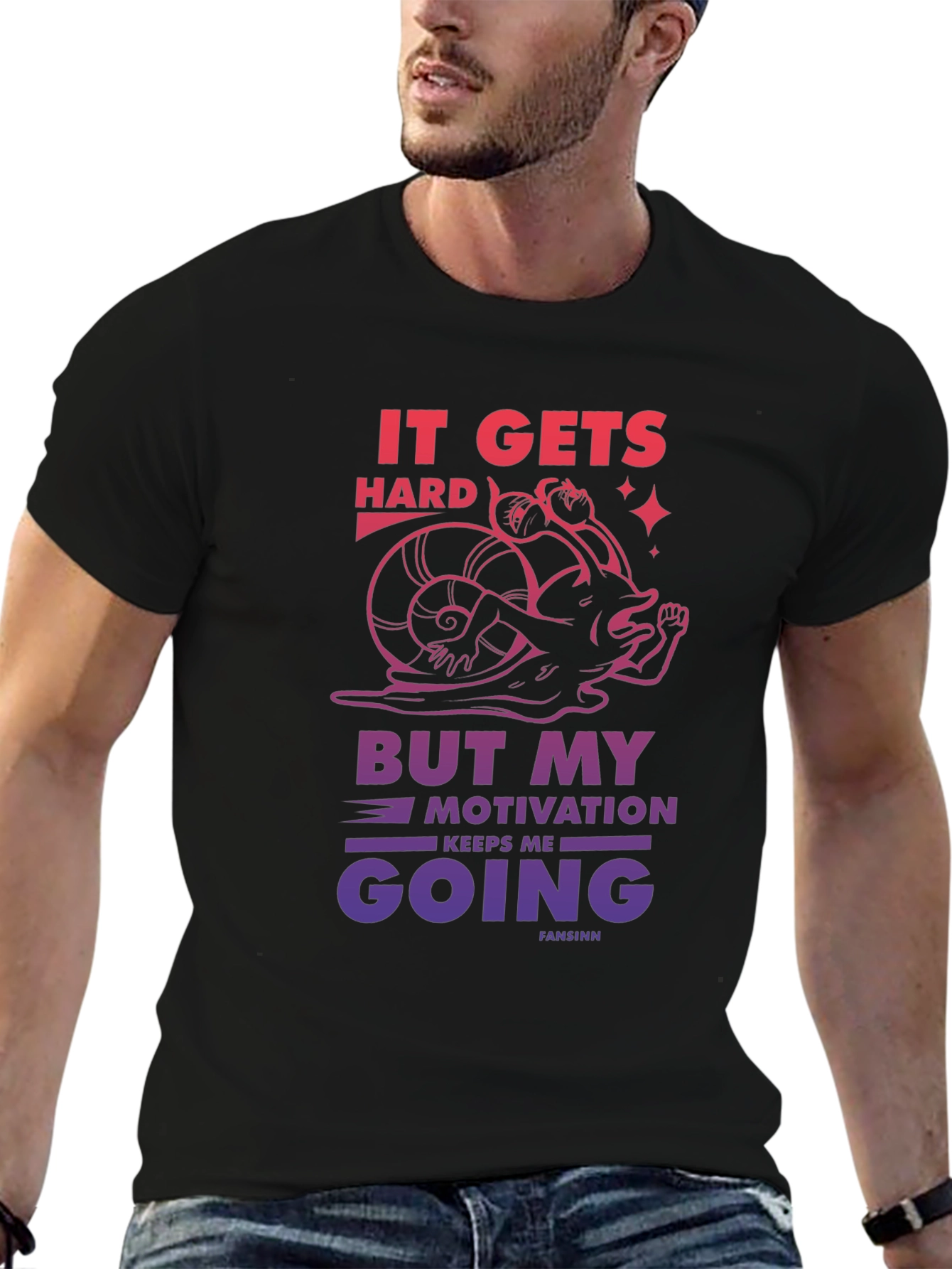 Motivational Snail Graphic T-Shirt - It Gets Hard