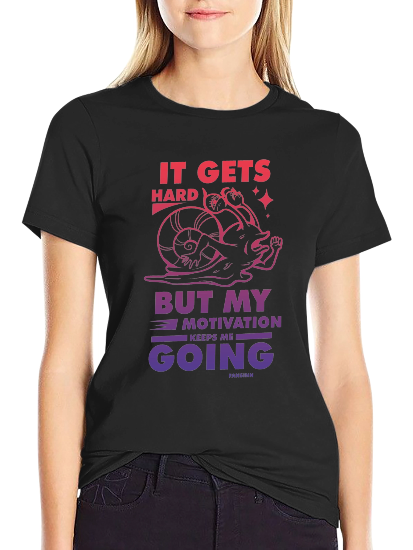 Motivational Snail Graphic T-Shirt - It Gets Hard