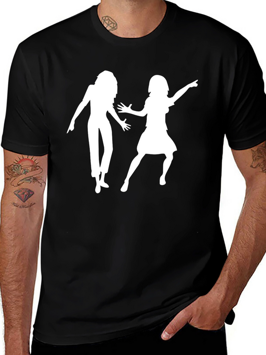 Retro Dance Silhouette Graphic Tee - Black