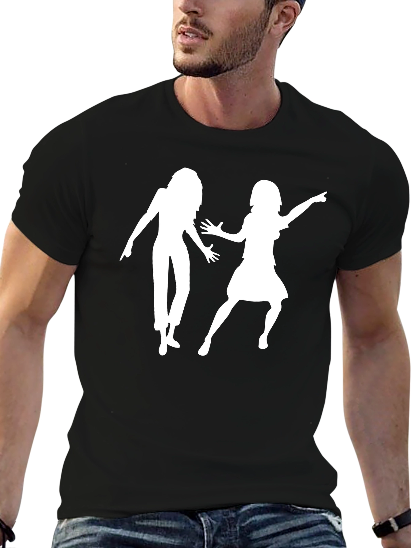 Retro Dance Silhouette Graphic Tee - Black