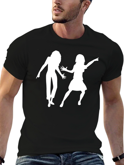 Retro Dance Silhouette Graphic Tee - Black