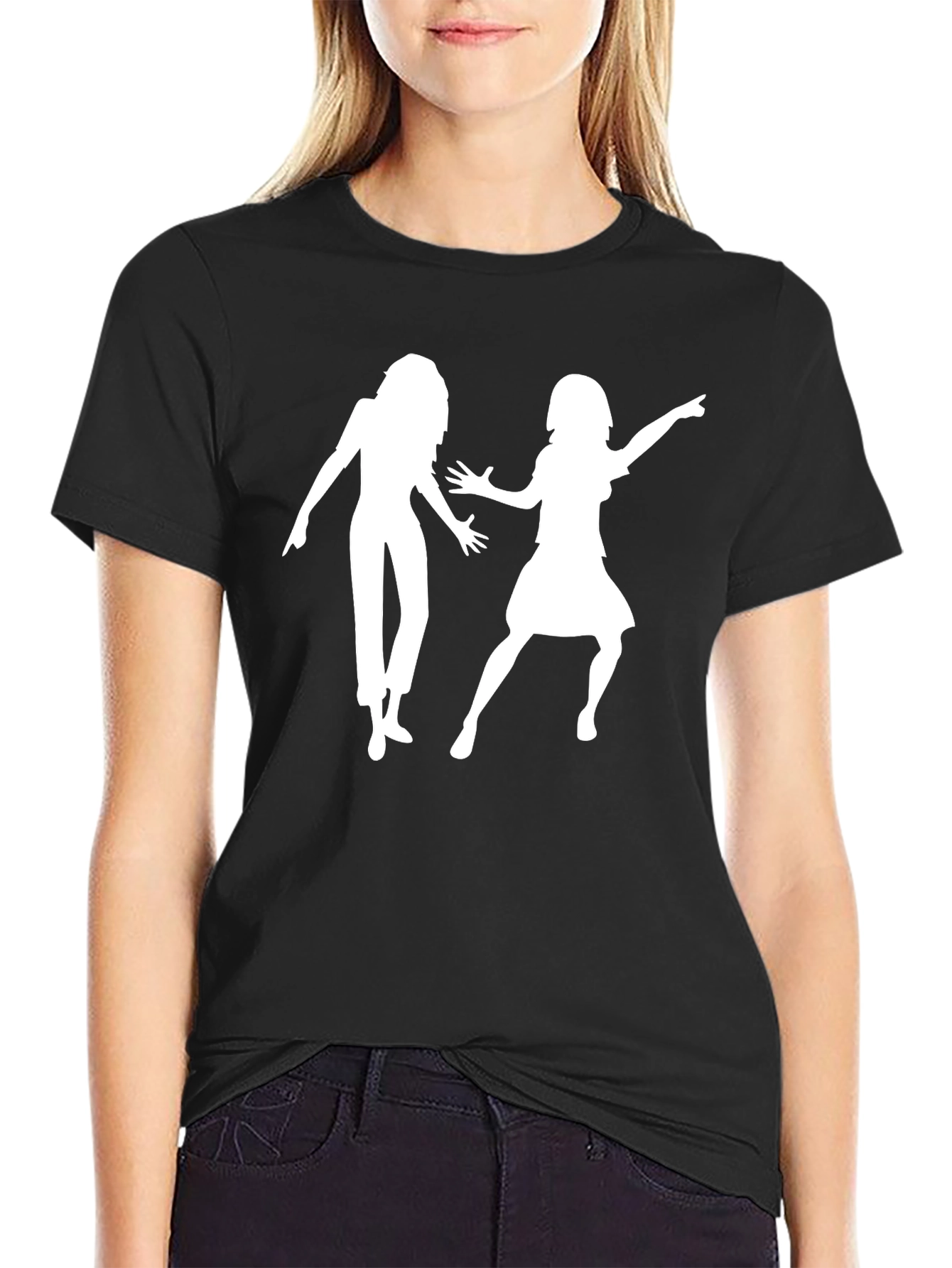 Retro Dance Silhouette Graphic Tee - Black