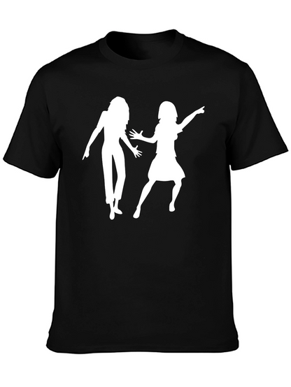 Retro Dance Silhouette Graphic Tee - Black