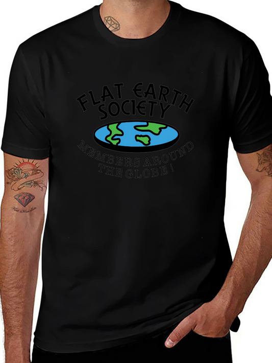 Flat Earth Society Mens Black T-Shirt