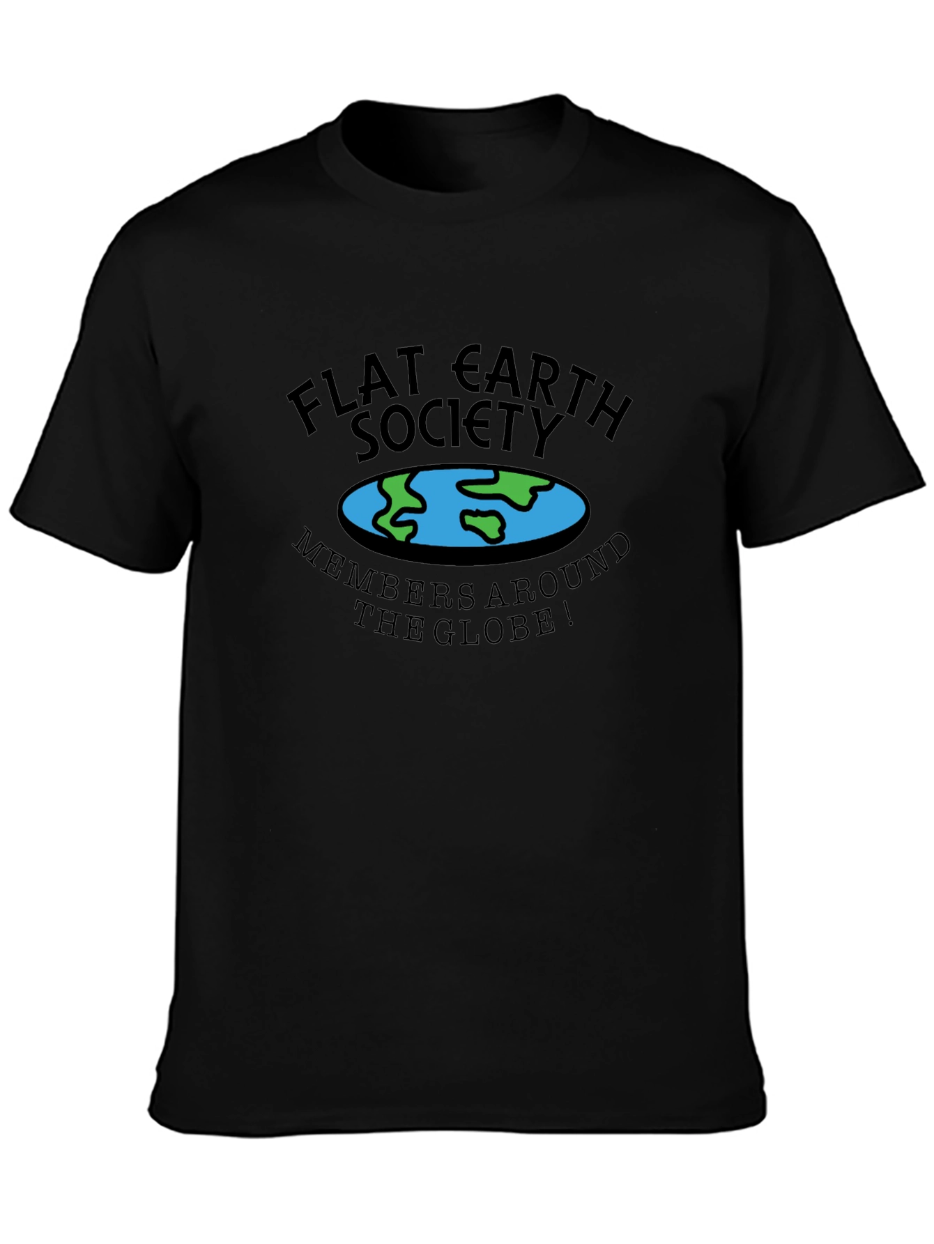 Flat Earth Society Mens Black T-Shirt