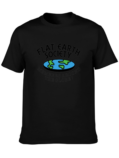 Flat Earth Society Mens Black T-Shirt