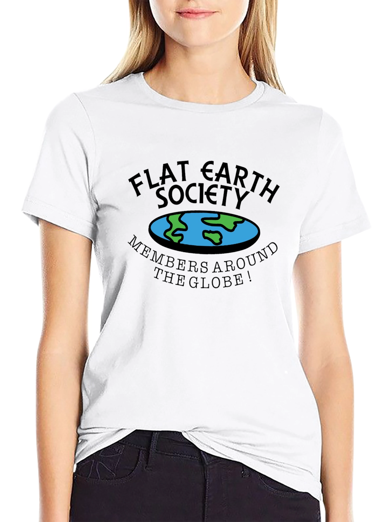 Flat Earth Society Mens Black T-Shirt