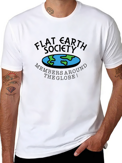 Flat Earth Society Mens Black T-Shirt
