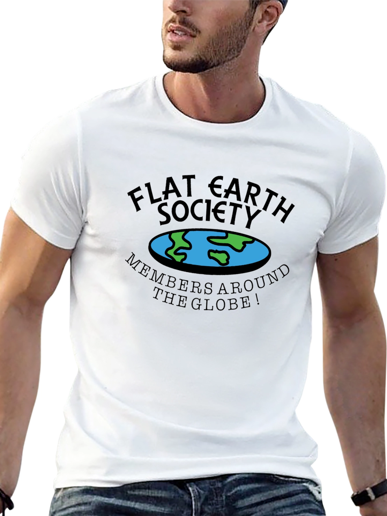 Flat Earth Society Mens Black T-Shirt