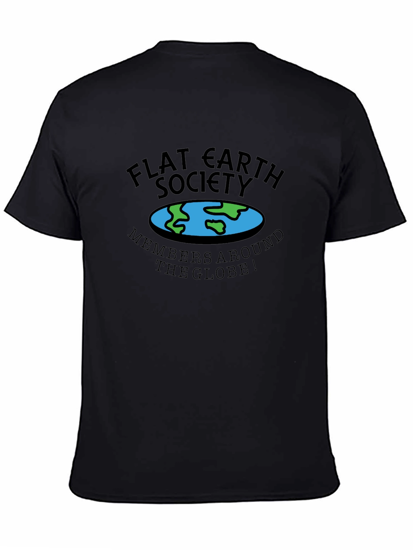 Flat Earth Society Mens Black T-Shirt