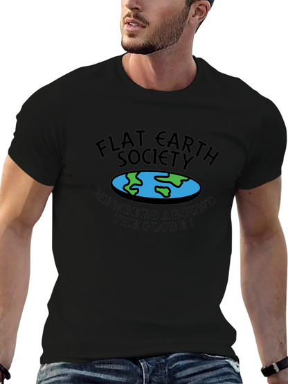 Flat Earth Society Mens Black T-Shirt