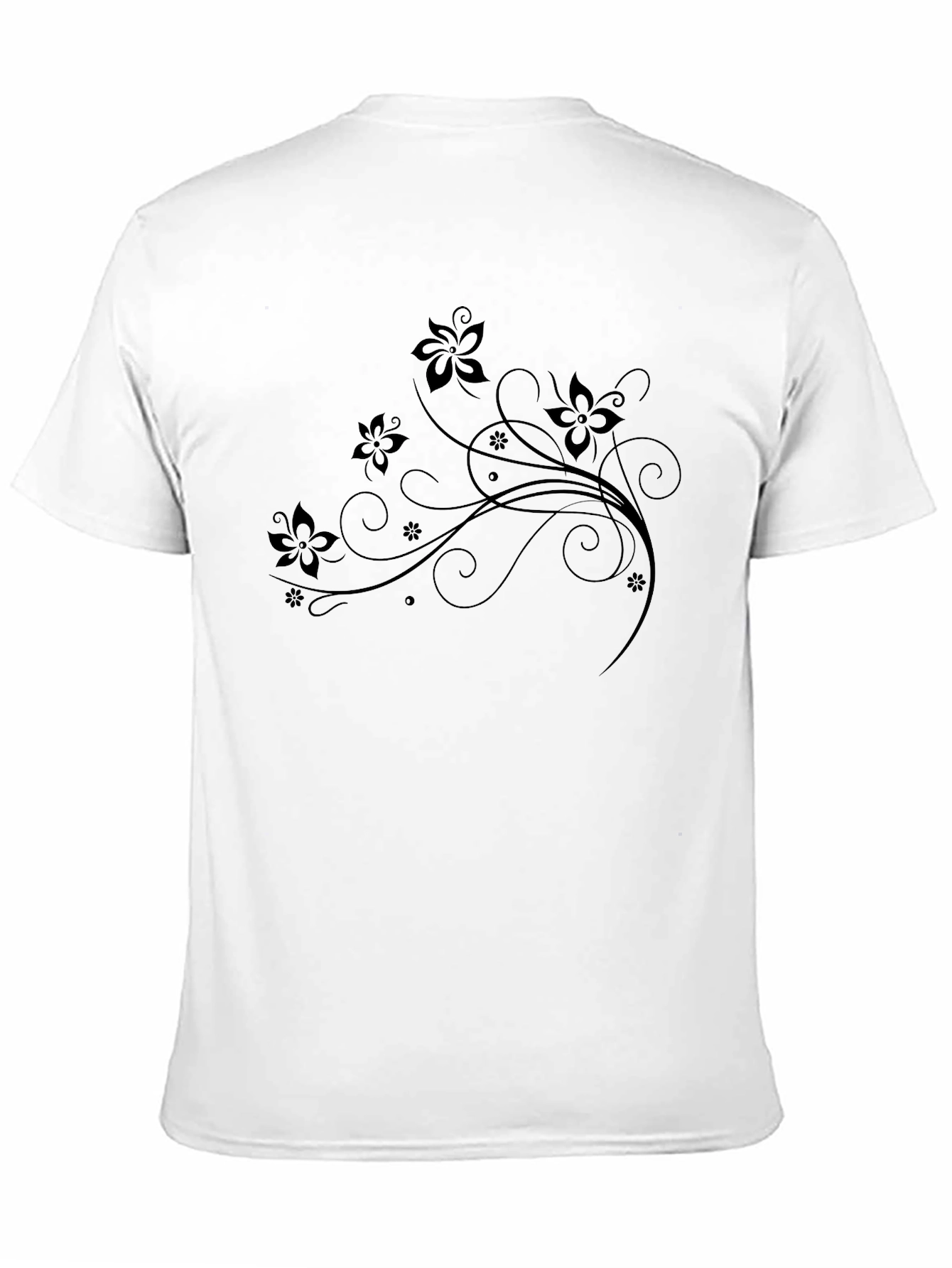 Floral Swirl Tee - Elegant Black T-Shirt