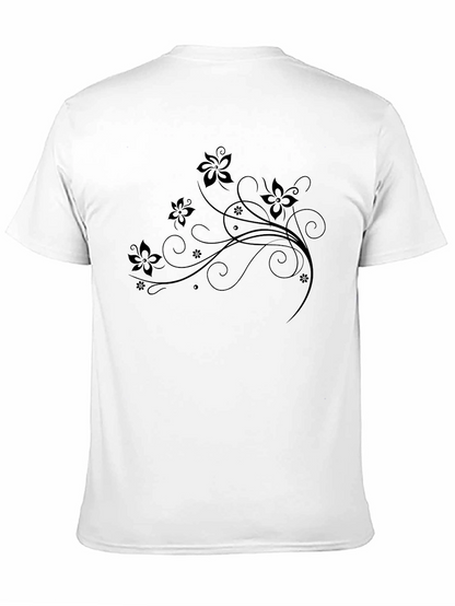 Floral Swirl Tee - Elegant Black T-Shirt