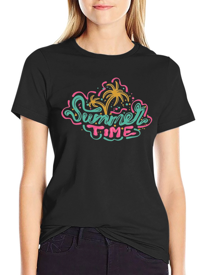 Summer Time Graphic Tee - Black Casual T-Shirt