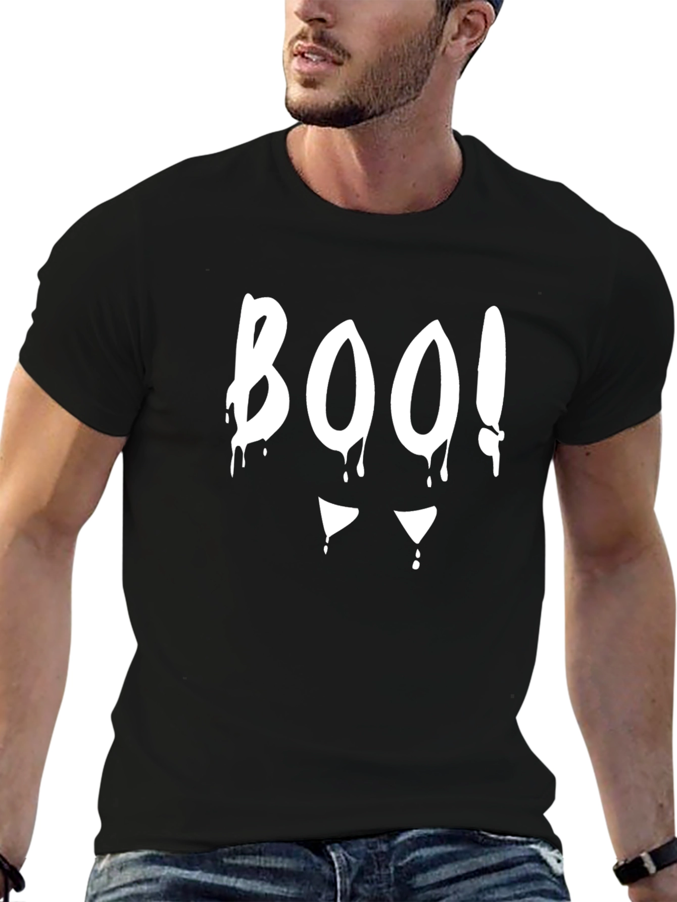 Boo! Halloween Graphic Tee - Black Cotton T-Shirt
