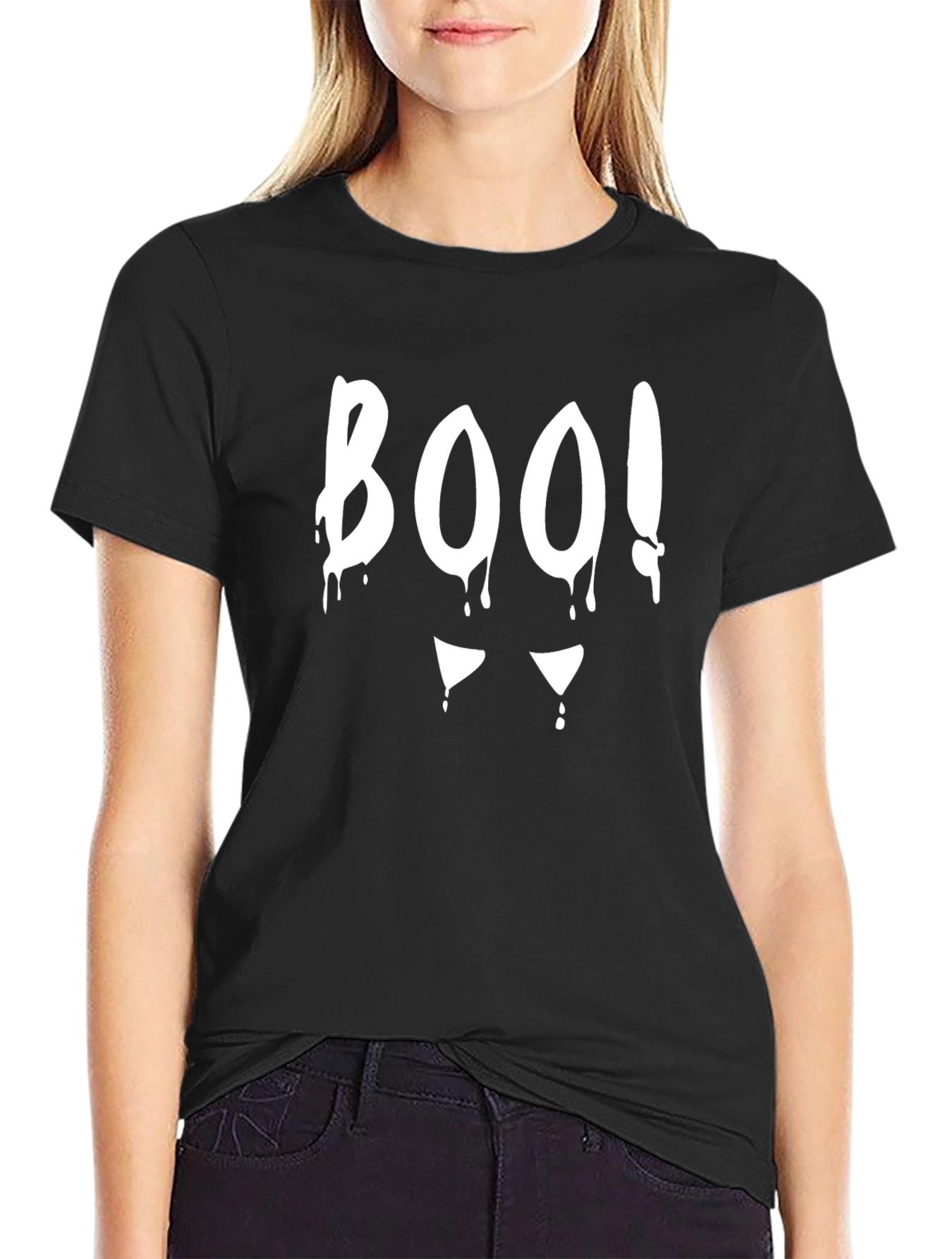 Boo! Halloween Graphic Tee - Black Cotton T-Shirt