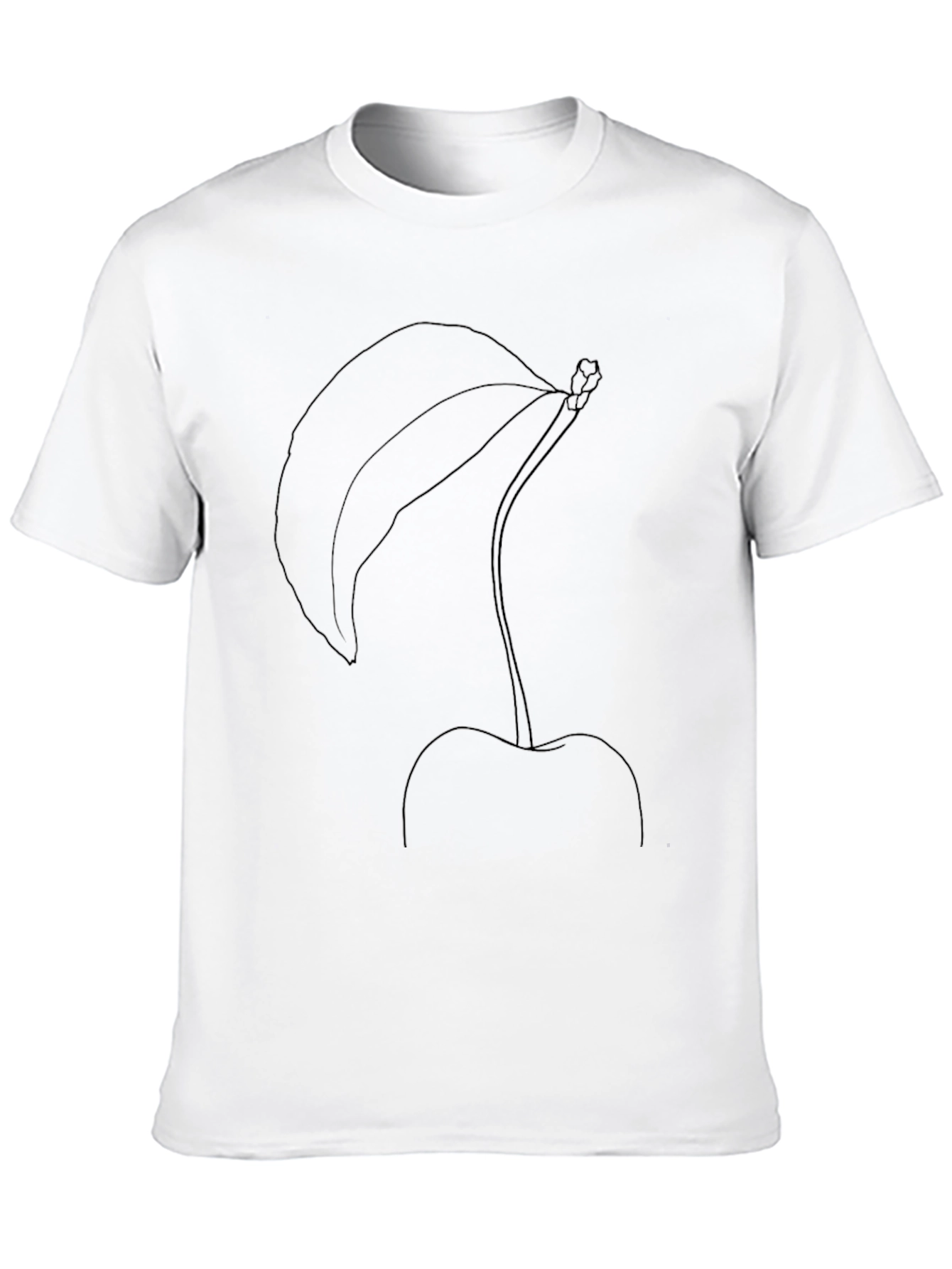 Minimalist Cherry Line Art Black T-Shirt
