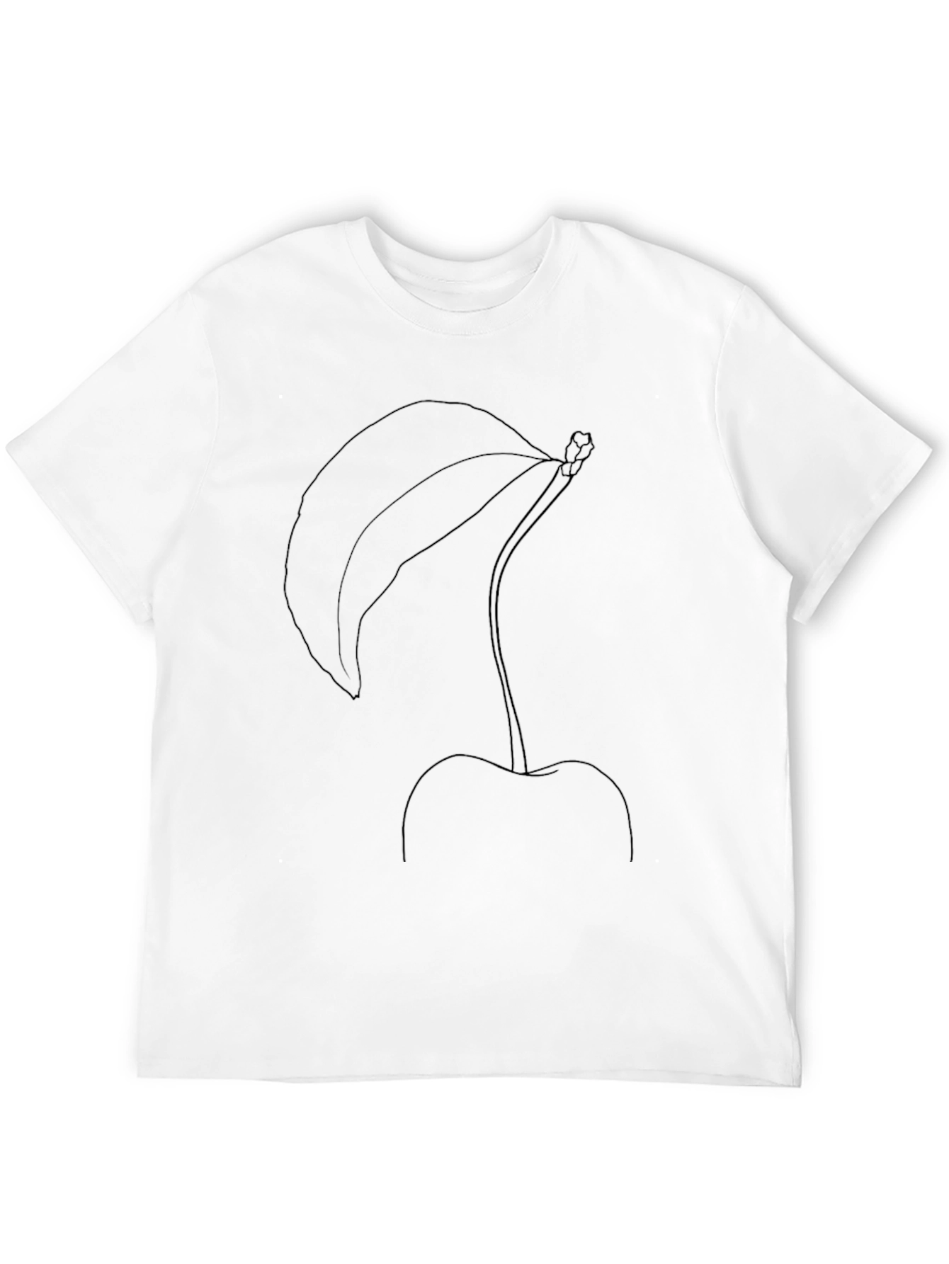 Minimalist Cherry Line Art Black T-Shirt