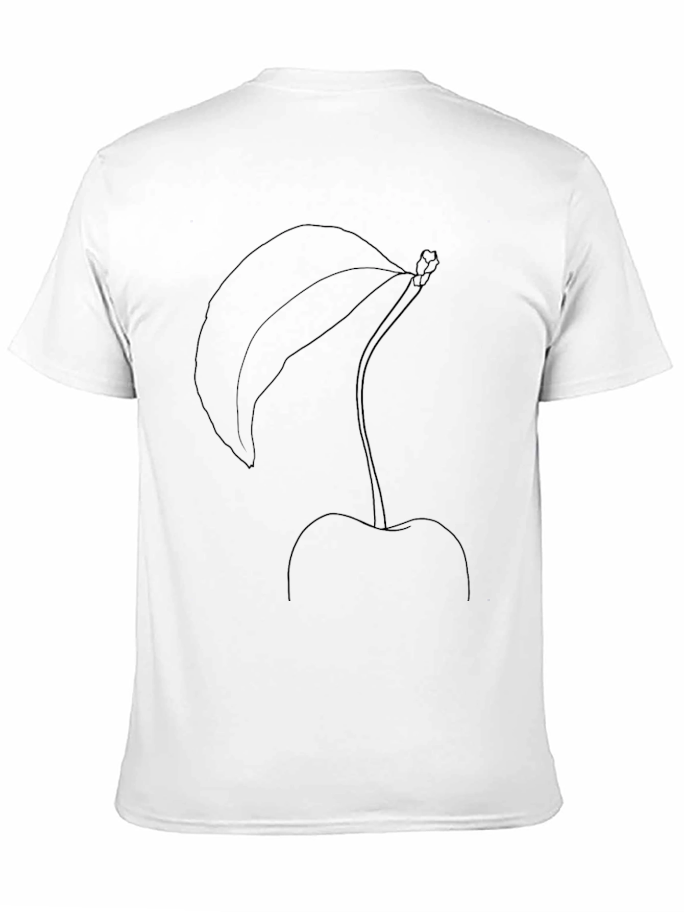 Minimalist Cherry Line Art Black T-Shirt