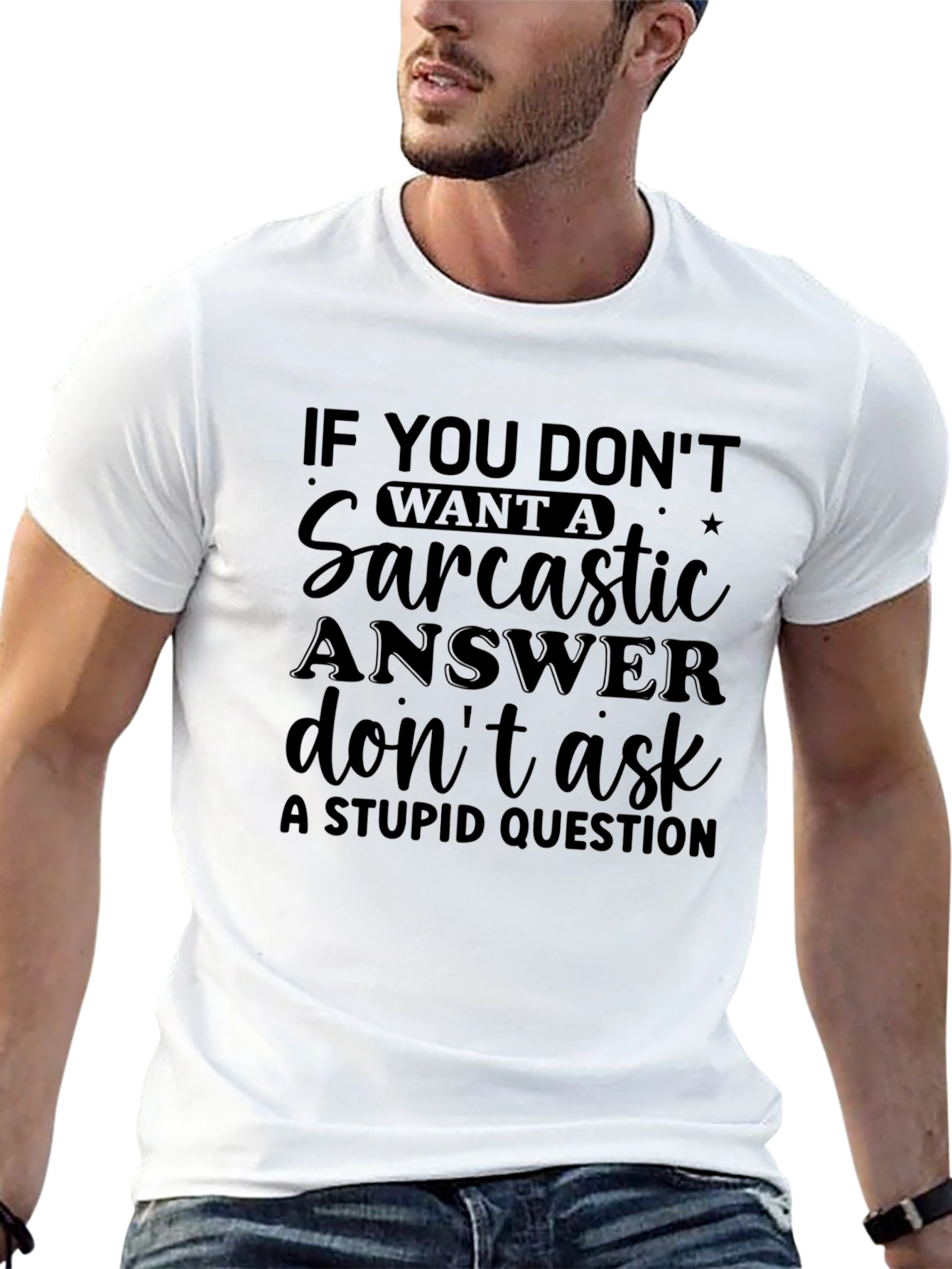 Sarcastic Answer Graphic Tee - Black Casual T-Shirt