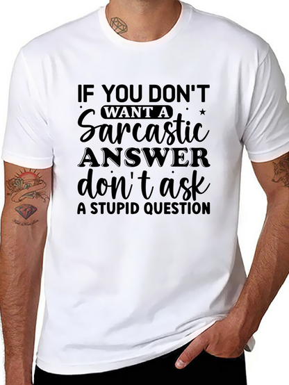 Sarcastic Answer Graphic Tee - Black Casual T-Shirt