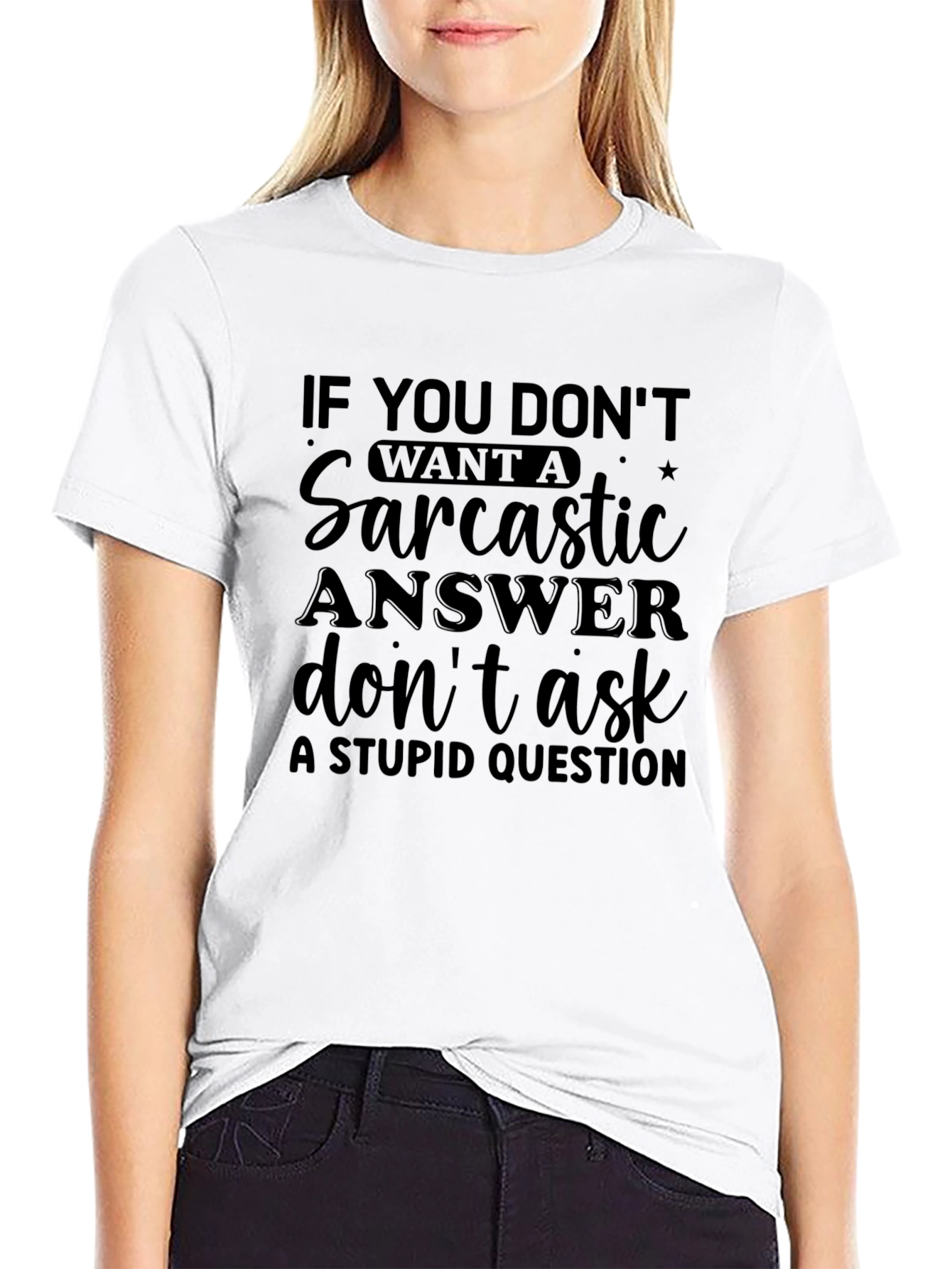 Sarcastic Answer Graphic Tee - Black Casual T-Shirt