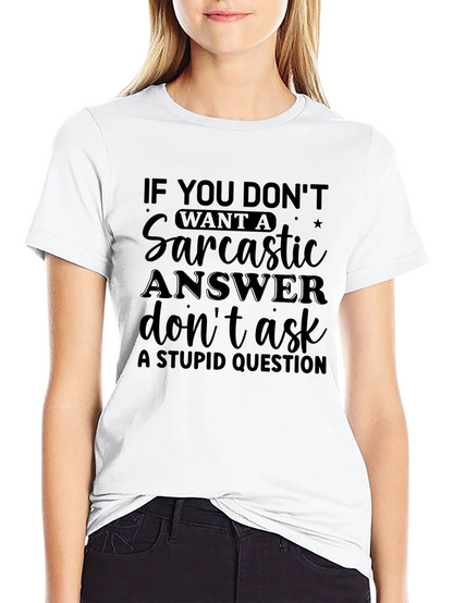 Sarcastic Answer Graphic Tee - Black Casual T-Shirt