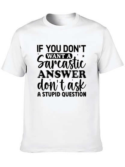 Sarcastic Answer Graphic Tee - Black Casual T-Shirt