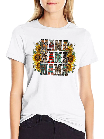 Rustic Mama T-Shirt Sunflower Print