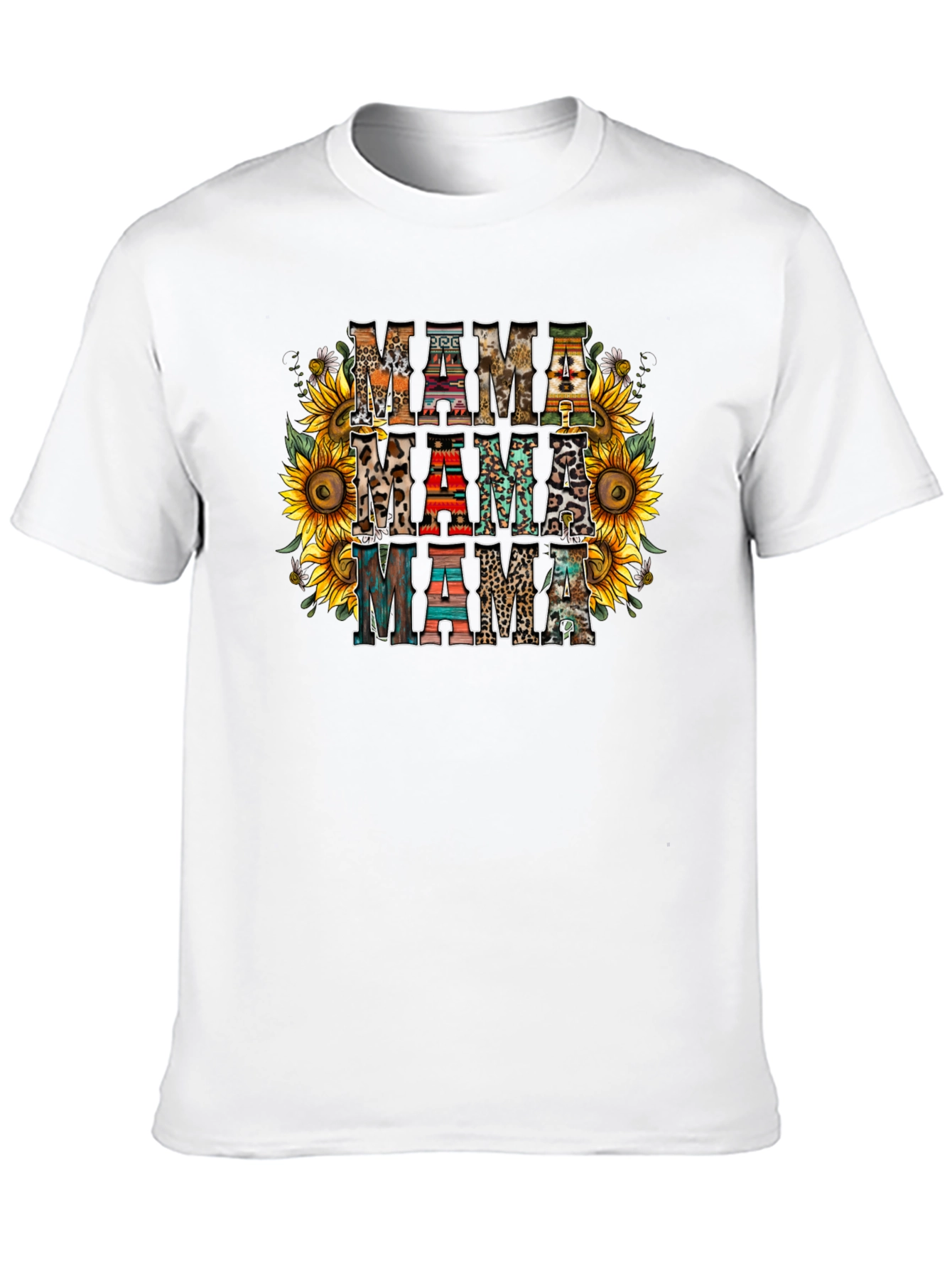 Rustic Mama T-Shirt Sunflower Print