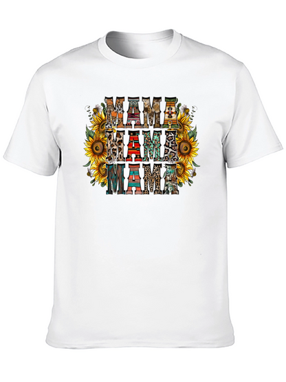 Rustic Mama T-Shirt Sunflower Print