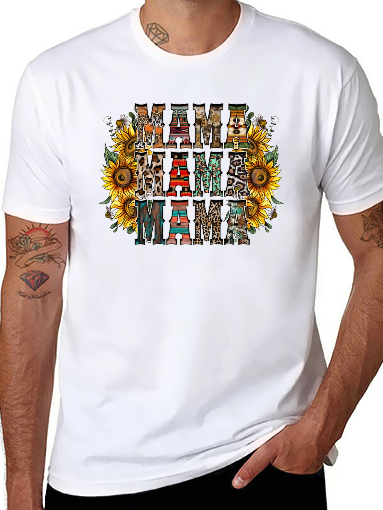 Rustic Mama T-Shirt Sunflower Print