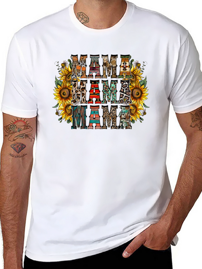 Rustic Mama T-Shirt Sunflower Print