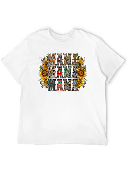 Rustic Mama T-Shirt Sunflower Print