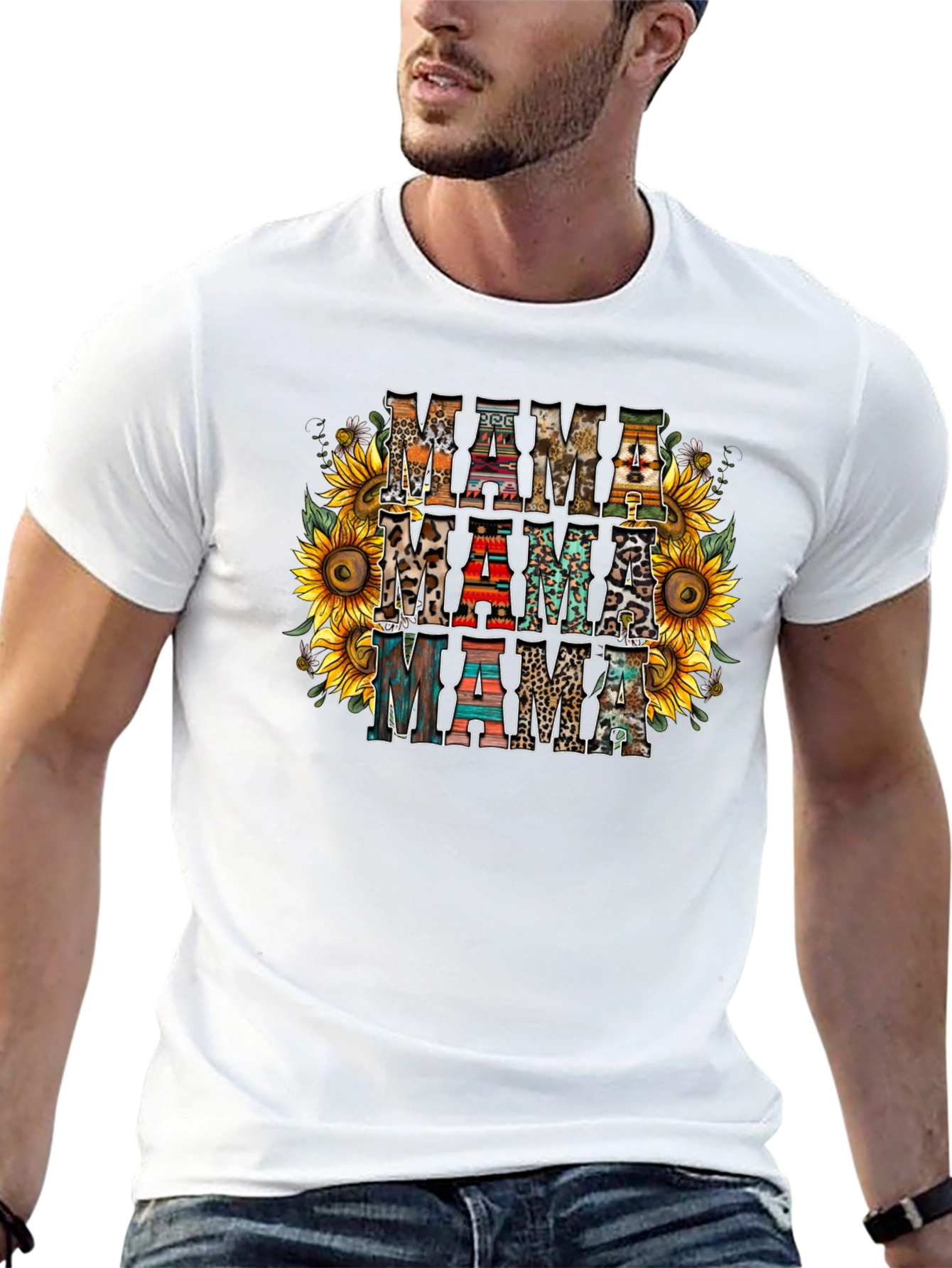 Rustic Mama T-Shirt Sunflower Print