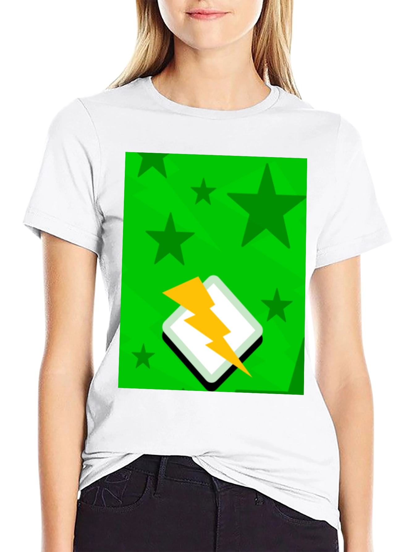 Starry Lightning Bolt Graphic Tee - Casual Style