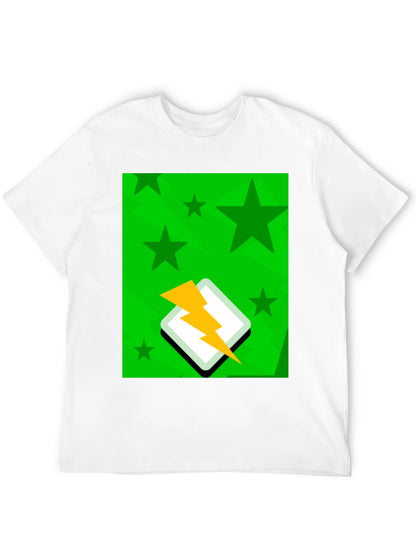 Starry Lightning Bolt Graphic Tee - Casual Style