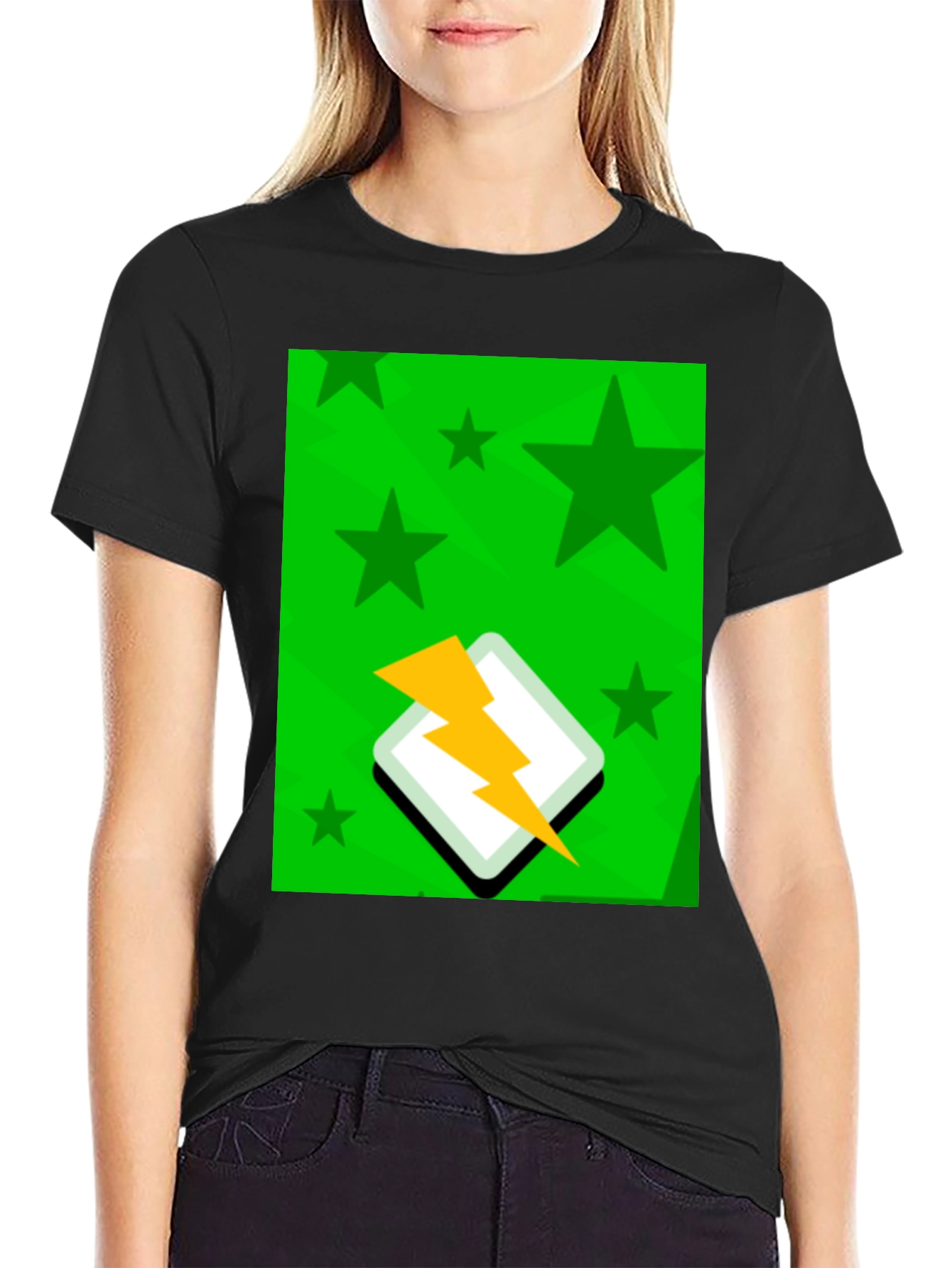 Starry Lightning Bolt Graphic Tee - Casual Style