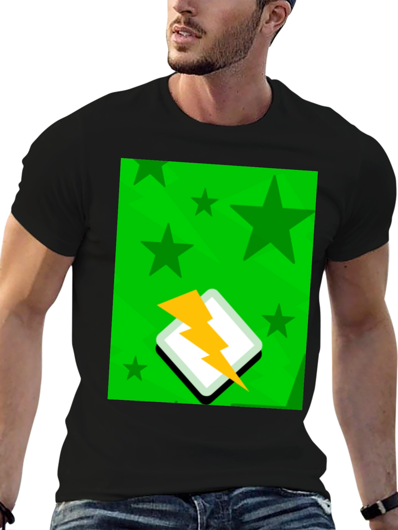 Starry Lightning Bolt Graphic Tee - Casual Style