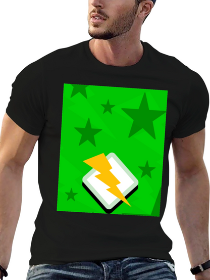 Starry Lightning Bolt Graphic Tee - Casual Style