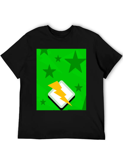 Starry Lightning Bolt Graphic Tee - Casual Style