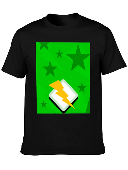 Starry Lightning Bolt Graphic Tee - Casual Style