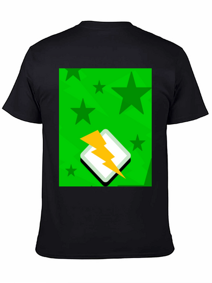 Starry Lightning Bolt Graphic Tee - Casual Style