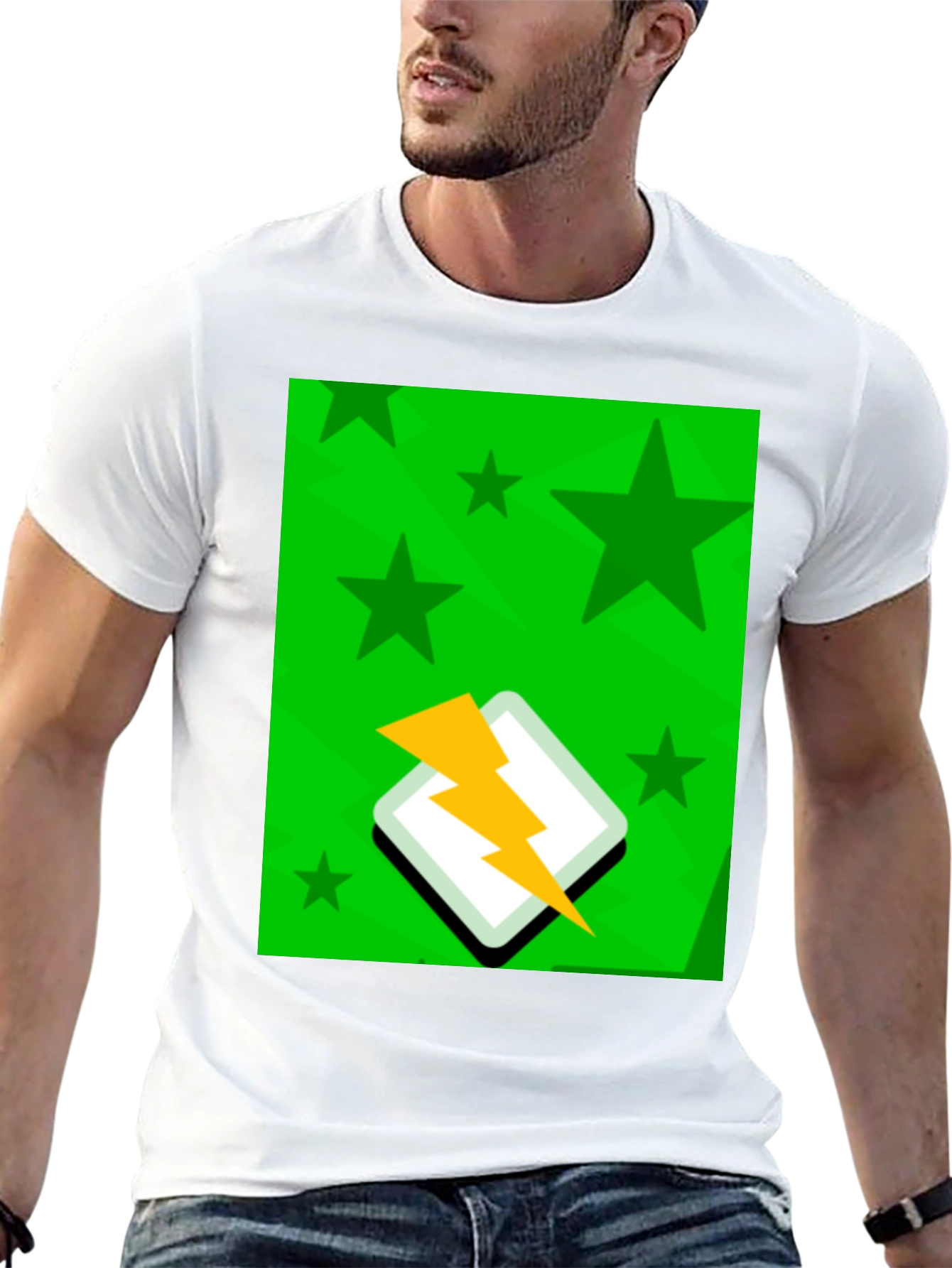 Starry Lightning Bolt Graphic Tee - Casual Style