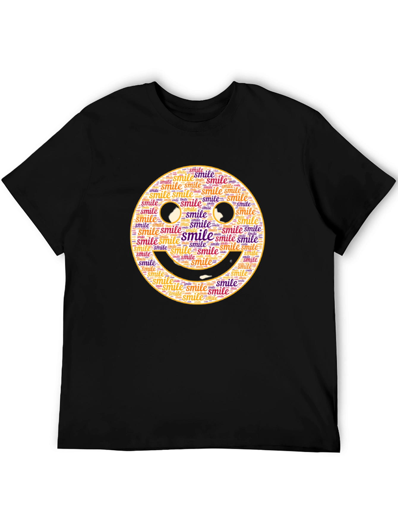 Smiley Face Word Art Black T-Shirt